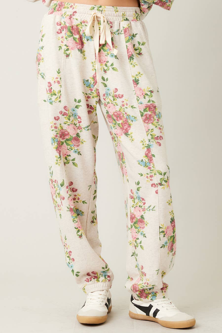 Saylor Floral Terry Joggers in Oatmeal