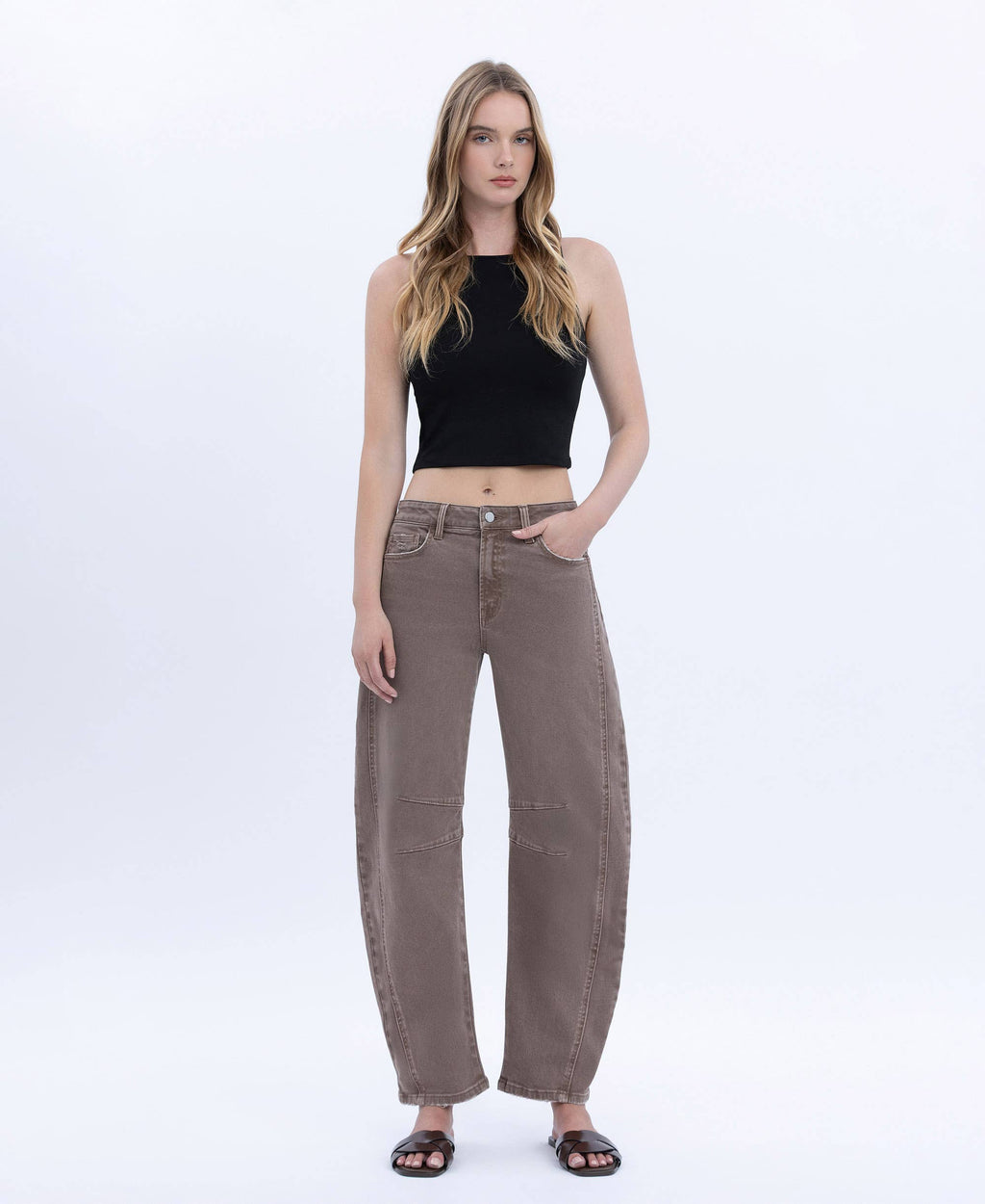 Stonewashed Crop Barrel Jeans