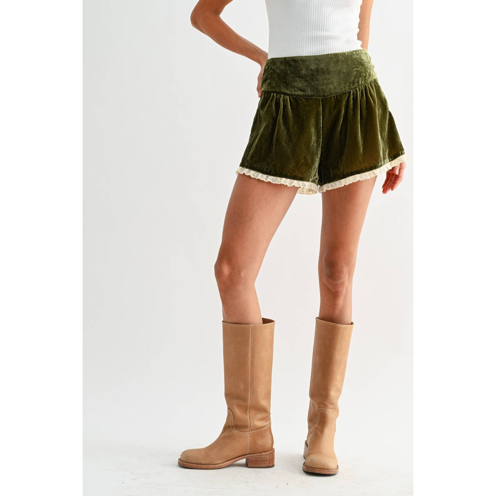 Mila Velvet Lace Trim Shorts