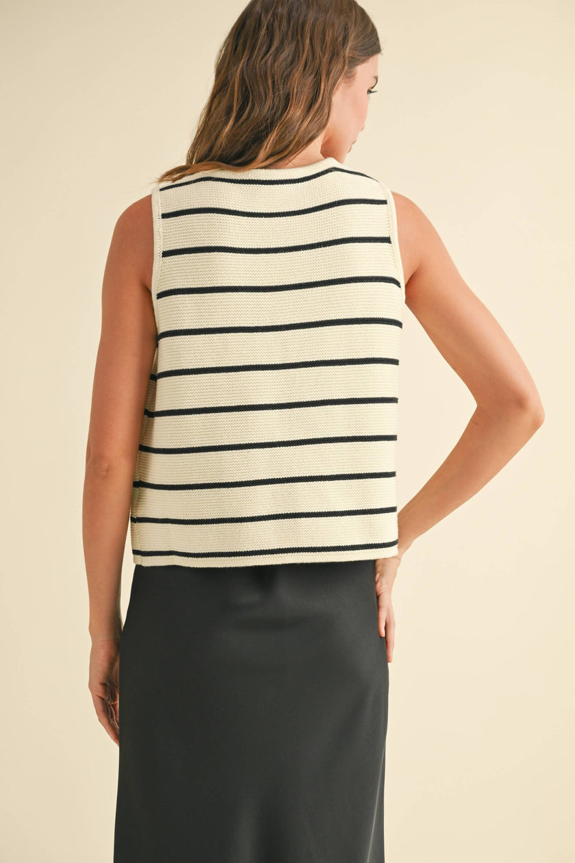 Lilah Striped Tie Front Top