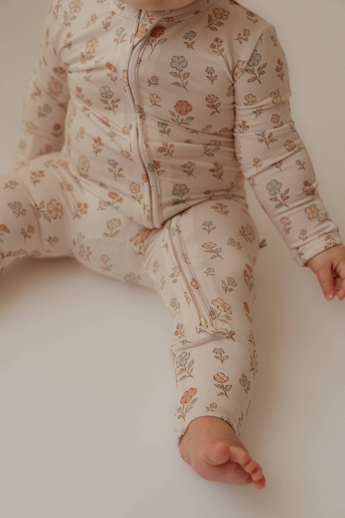 Vintage Floral Bamboo Zip Romper