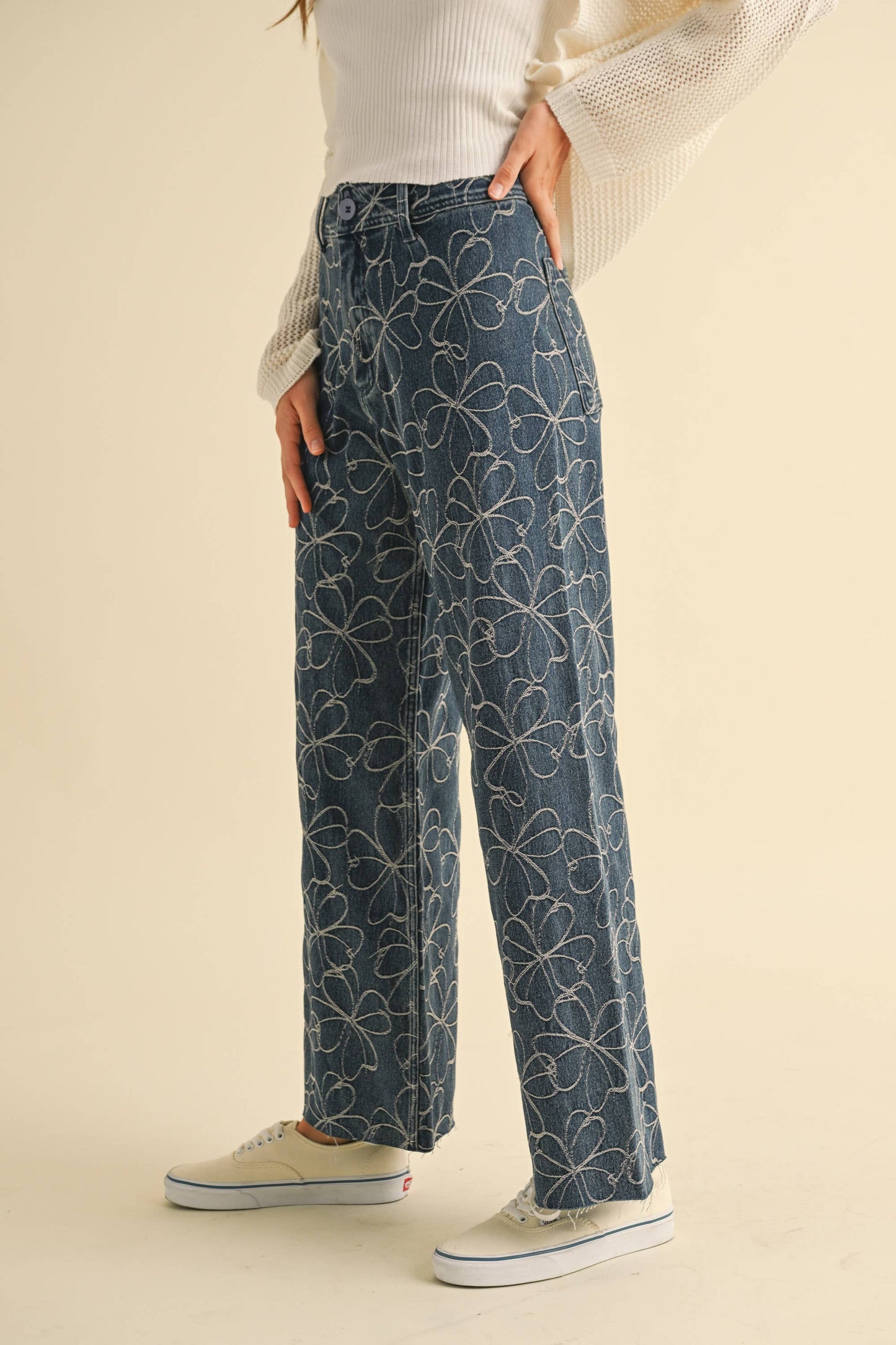 PRE-ORDER Petal Stitch Dark Wash Denim Pants
