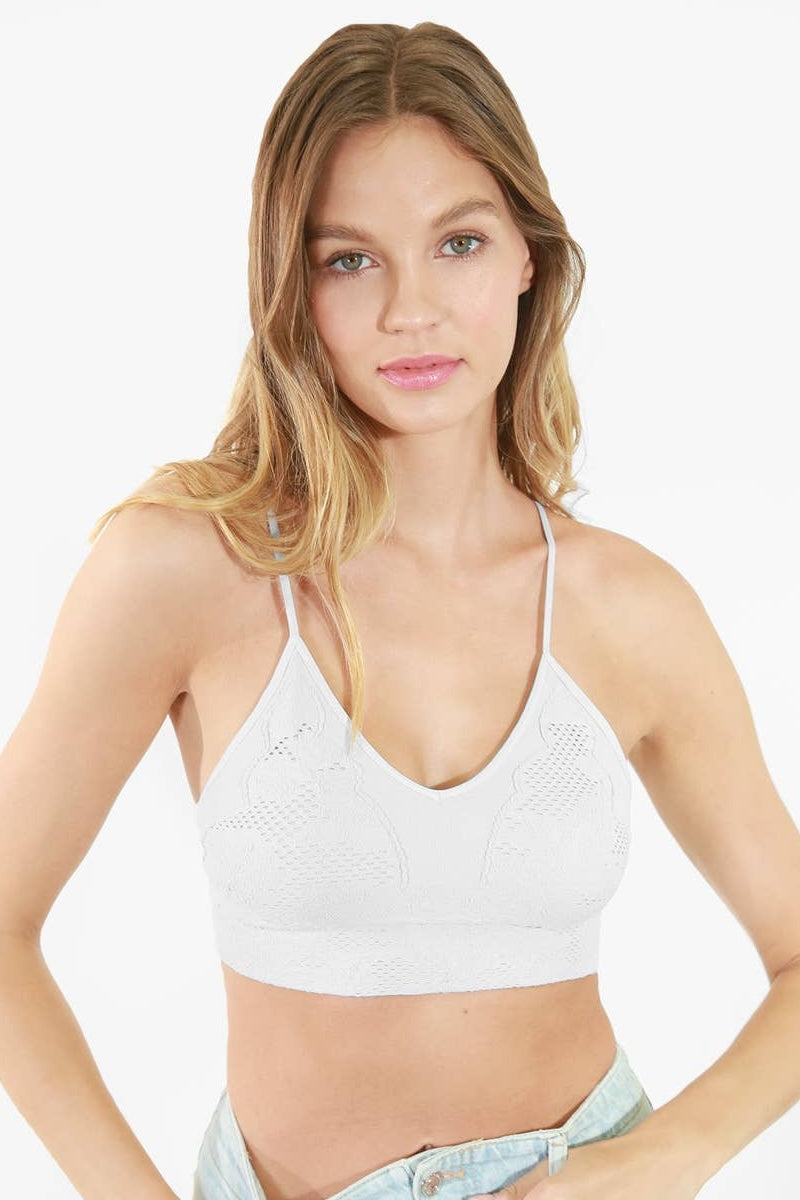 Lace Embroidered Bralette in White