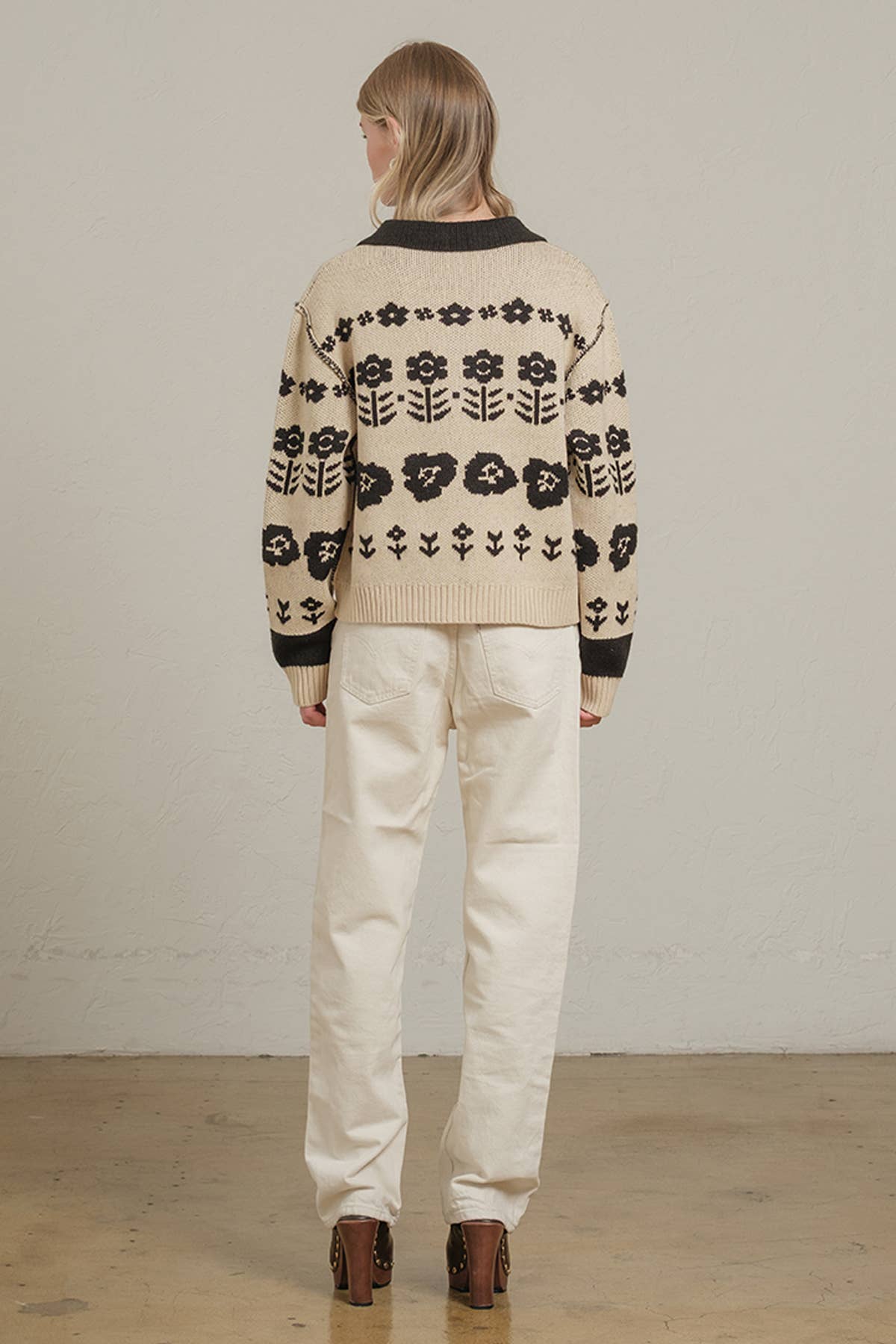 Floral Jacquard Knit Cardigan