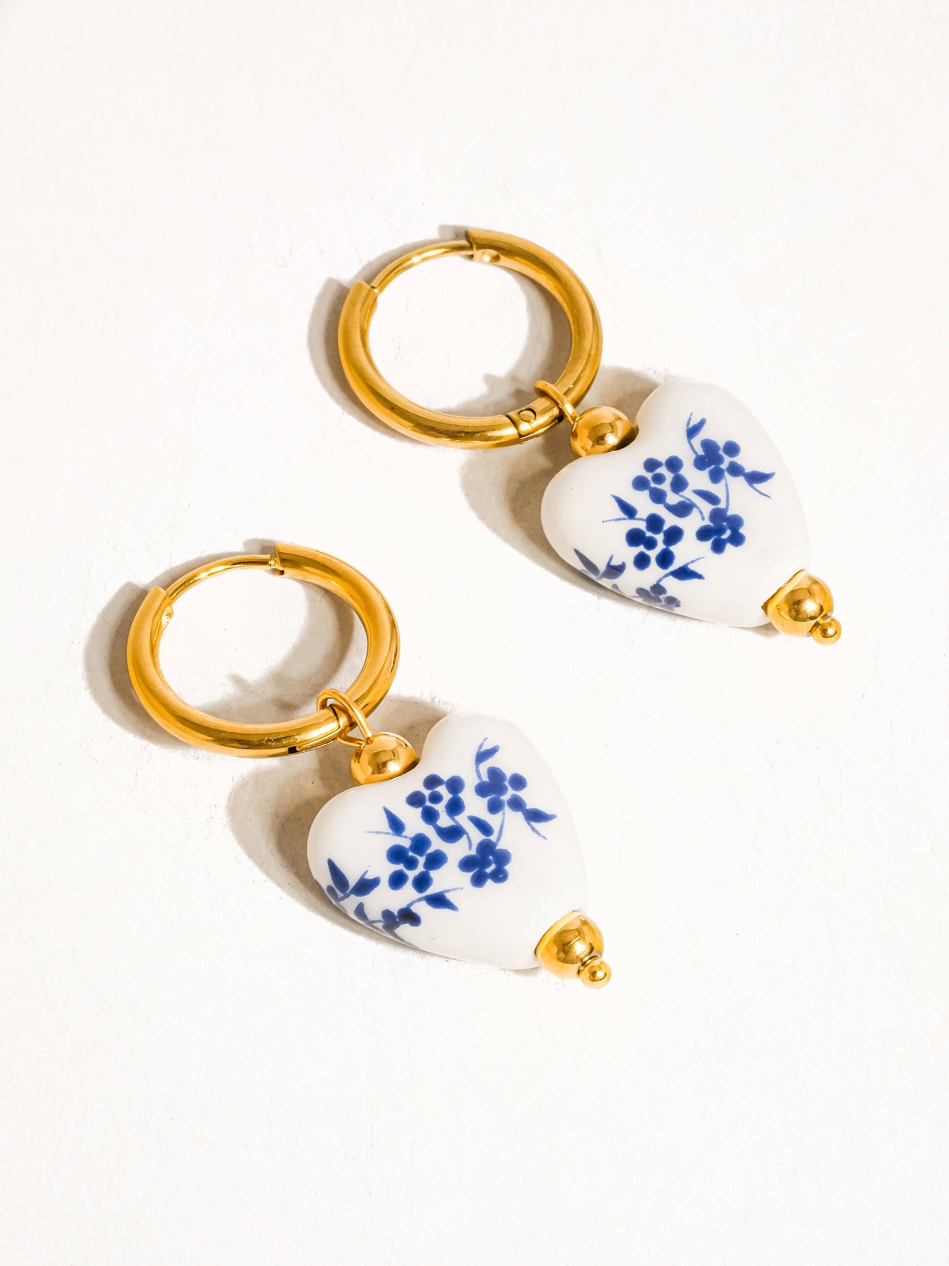 Ceramic Garden Heart Earrings