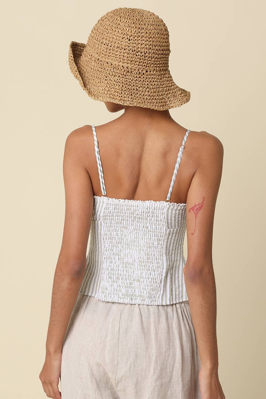 Taryn Pinstripe Peplum Top in Sage Stripe