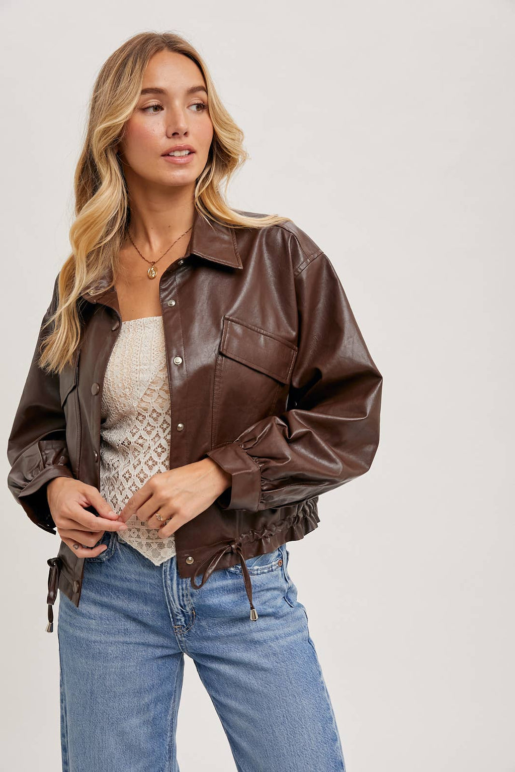 Rocco Brown Faux Leather Jacket