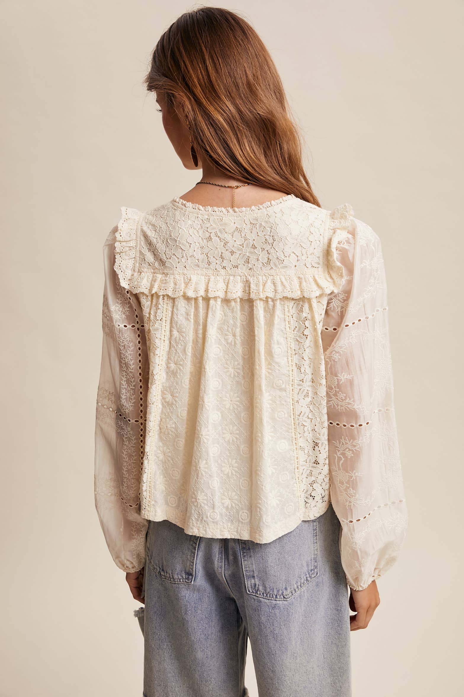 Evangeline Lace Button Blouse