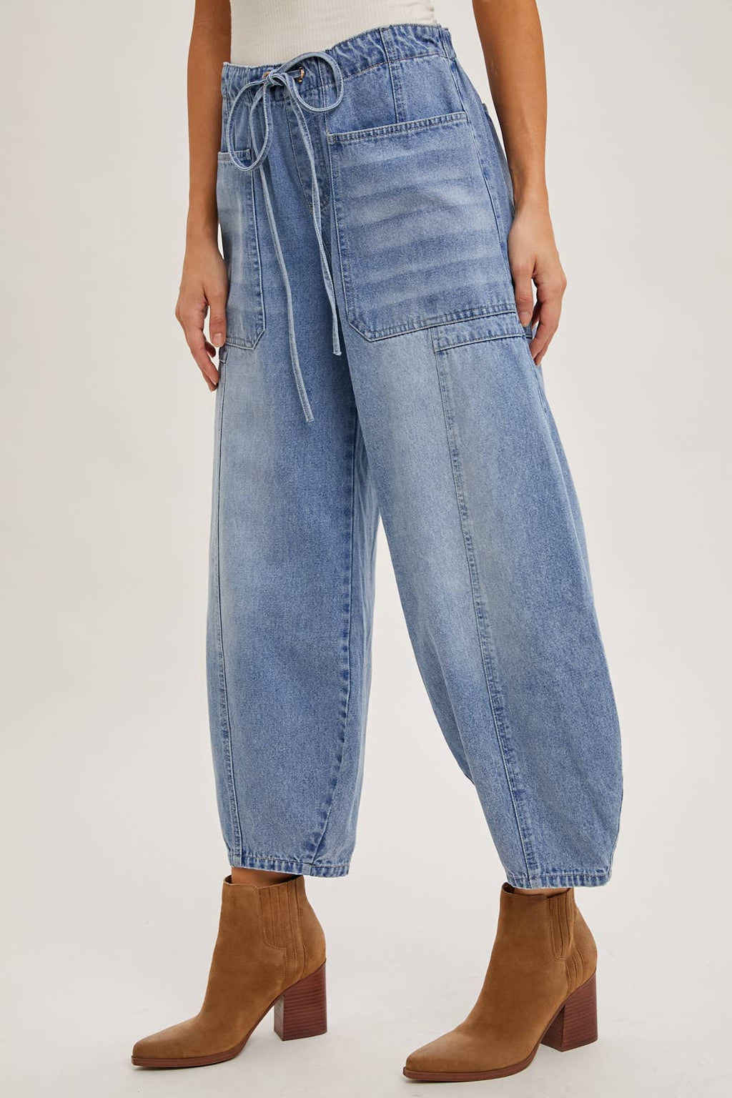 Jayde Drawstring Barrel Jeans