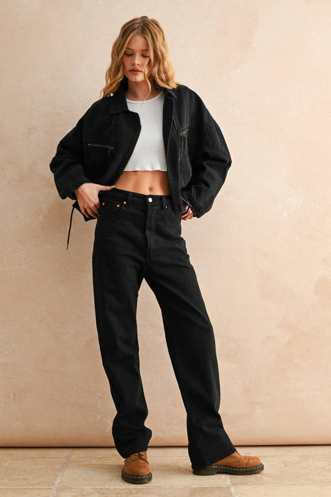 Urban Train Cotton Moto Jacket in Black