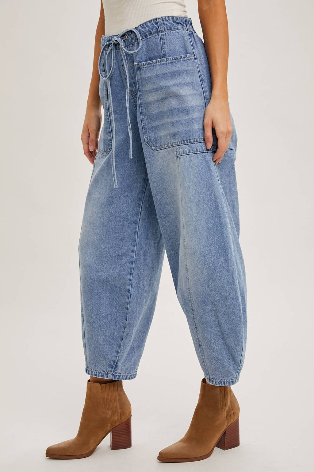 Jayde Drawstring Barrel Jeans