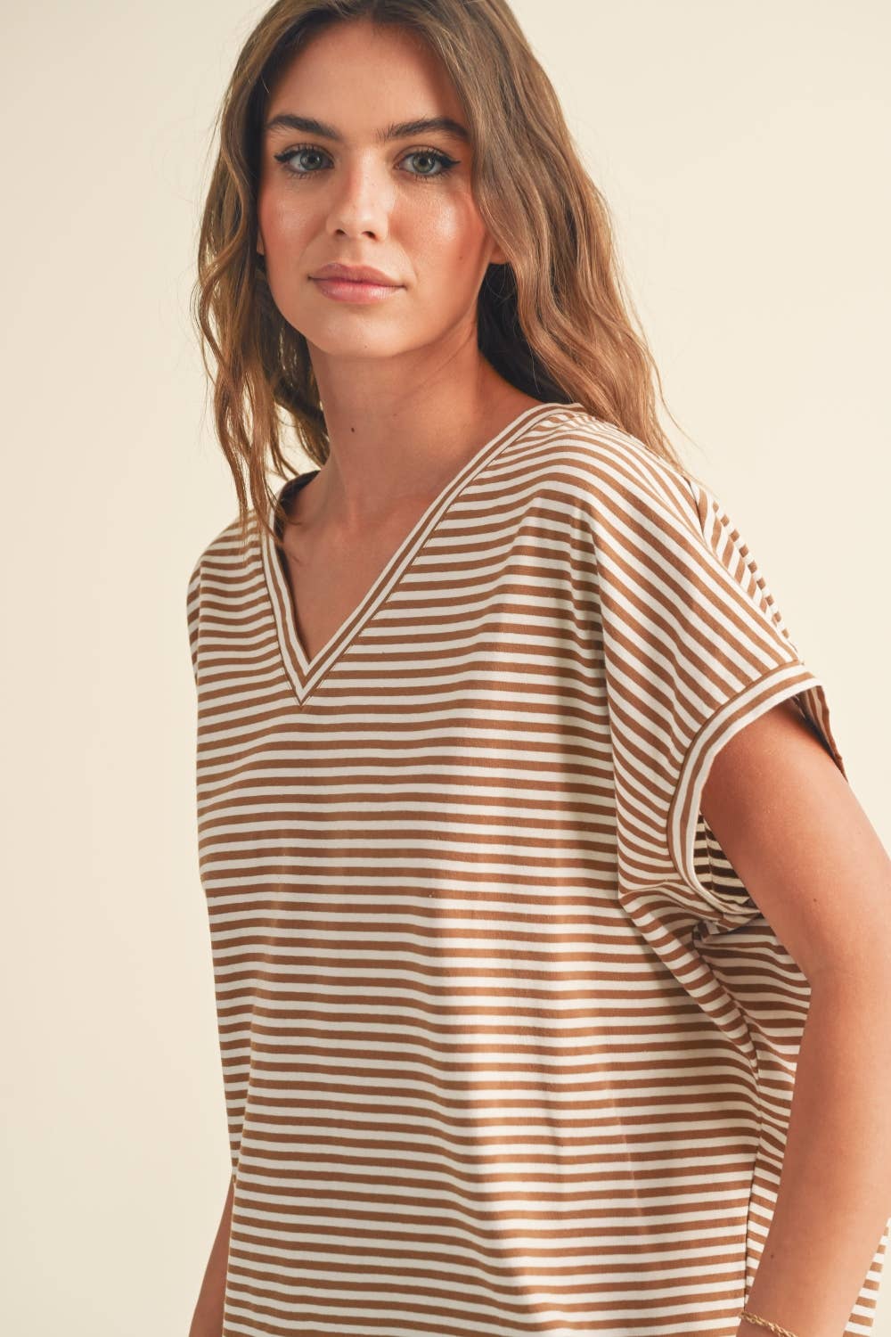 Nautical Stripe Knit Top in Toffee