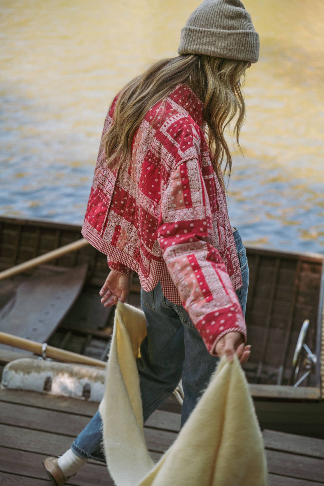 Maya Bandana Quilted Jacket in Red