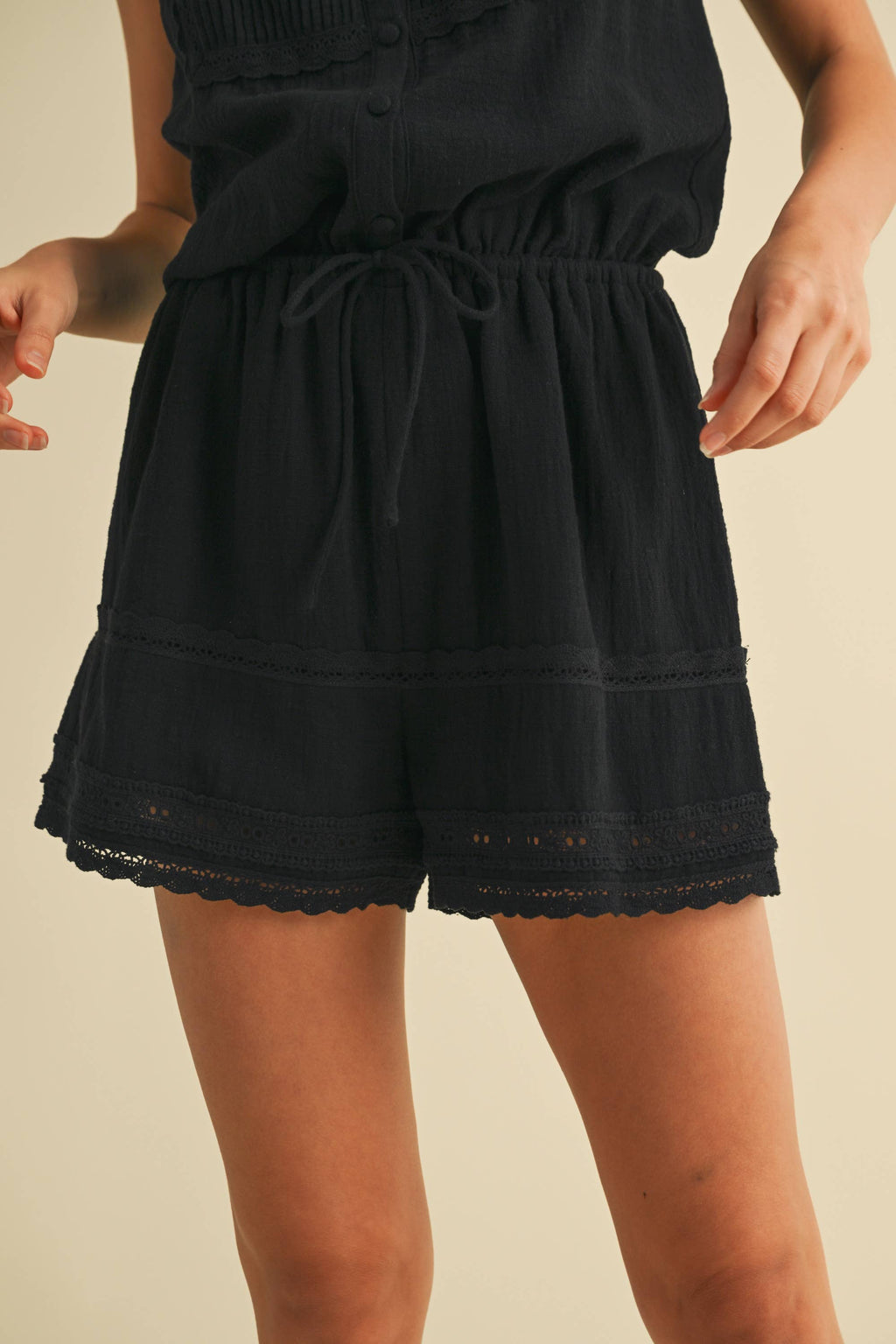 Lena Lace Trim Romper
