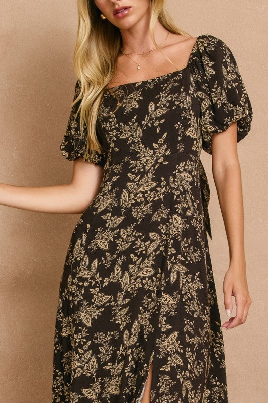 Brown Butter High Slit Midi Dress