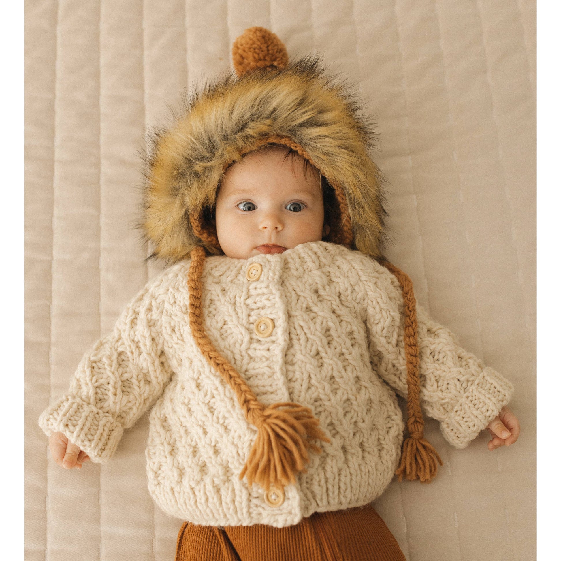 Waffle Natural Baby Cardigan