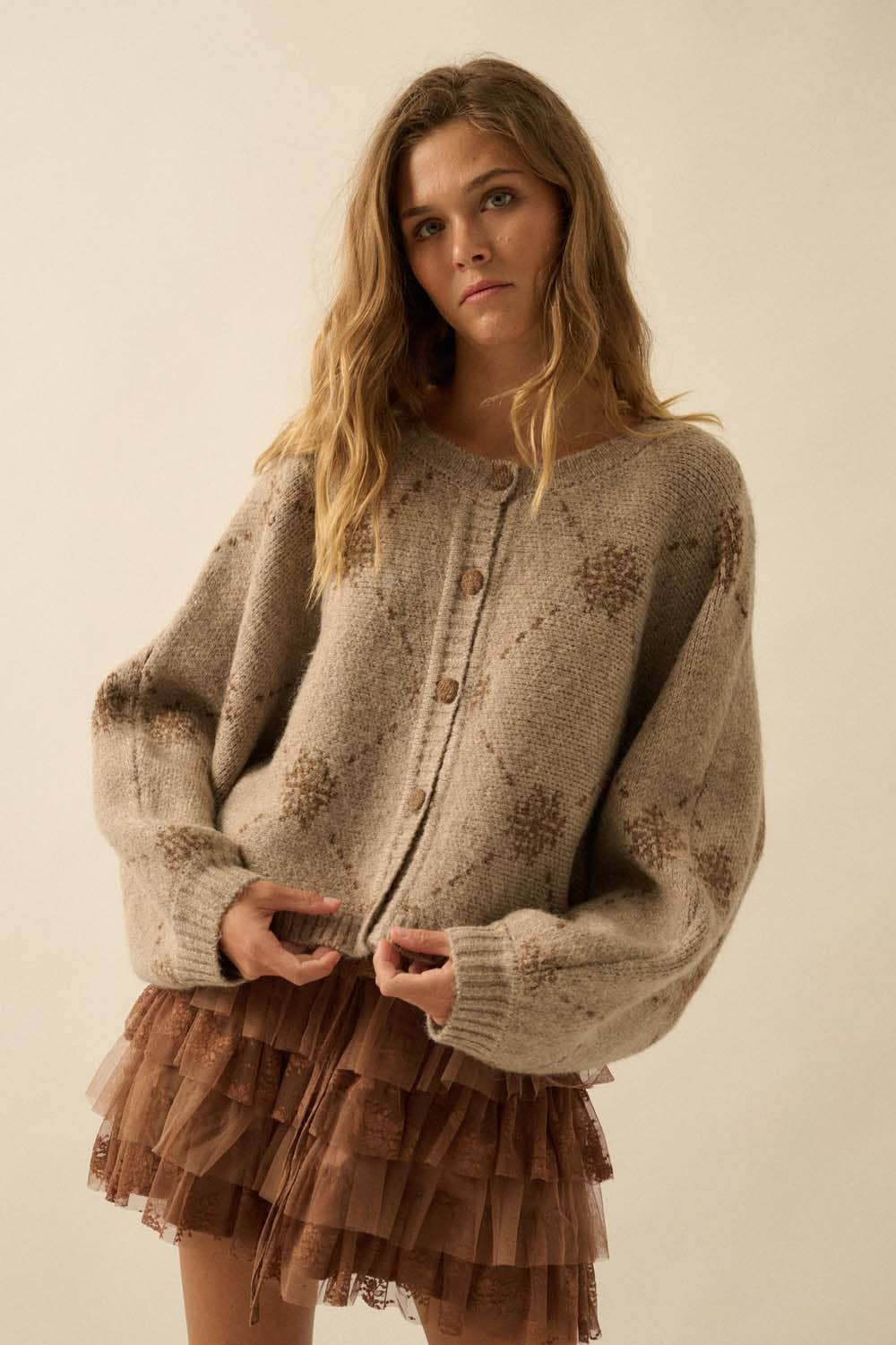 Snowflake Jacquard-Knit Cardigan