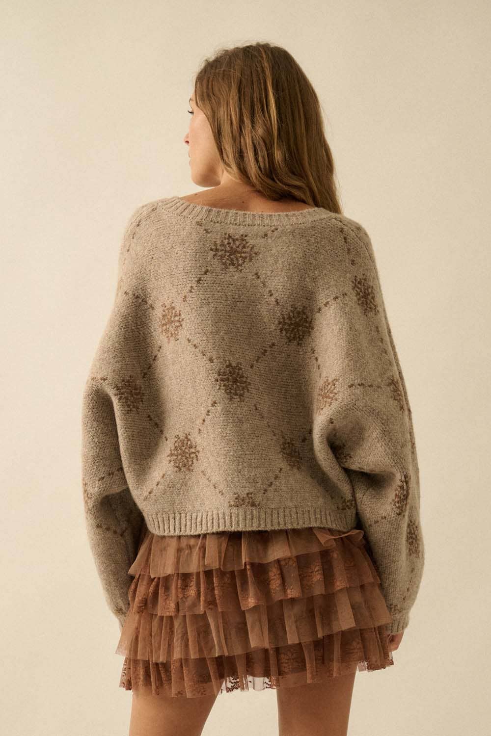 Snowflake Jacquard-Knit Cardigan