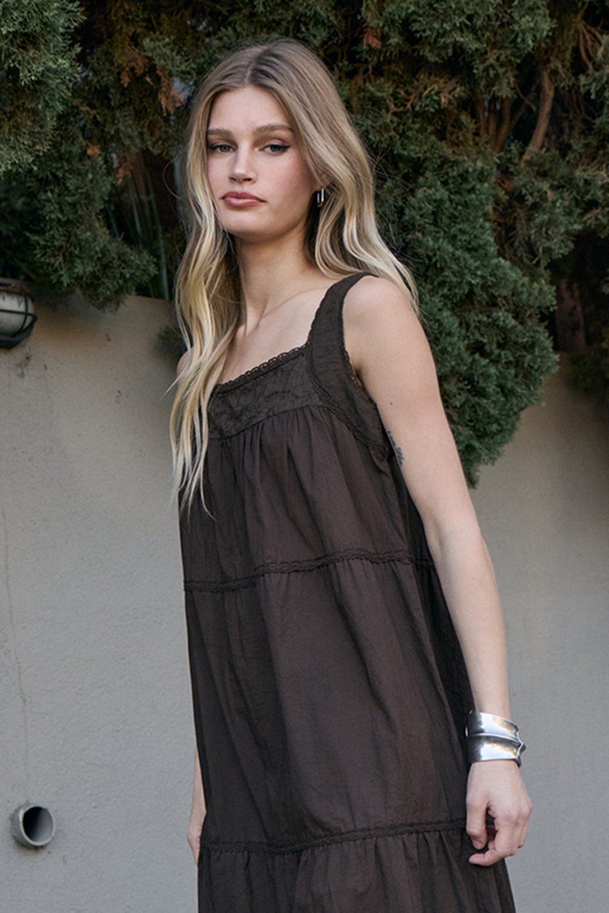 Florence Tiered Lace Trim Maxi Dress