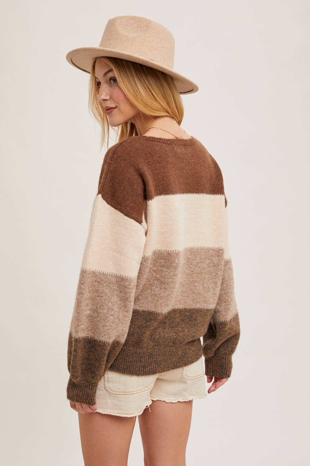 Chelise Color Block Sweater in Brown