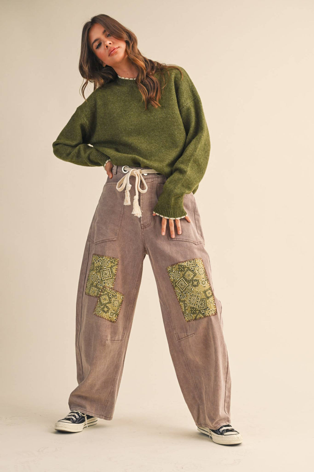 Fiona Contrast Scallop Knit Sweater