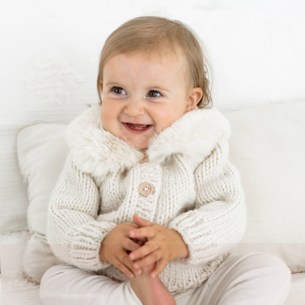 Baby Fur Collar Cardigan Sweater