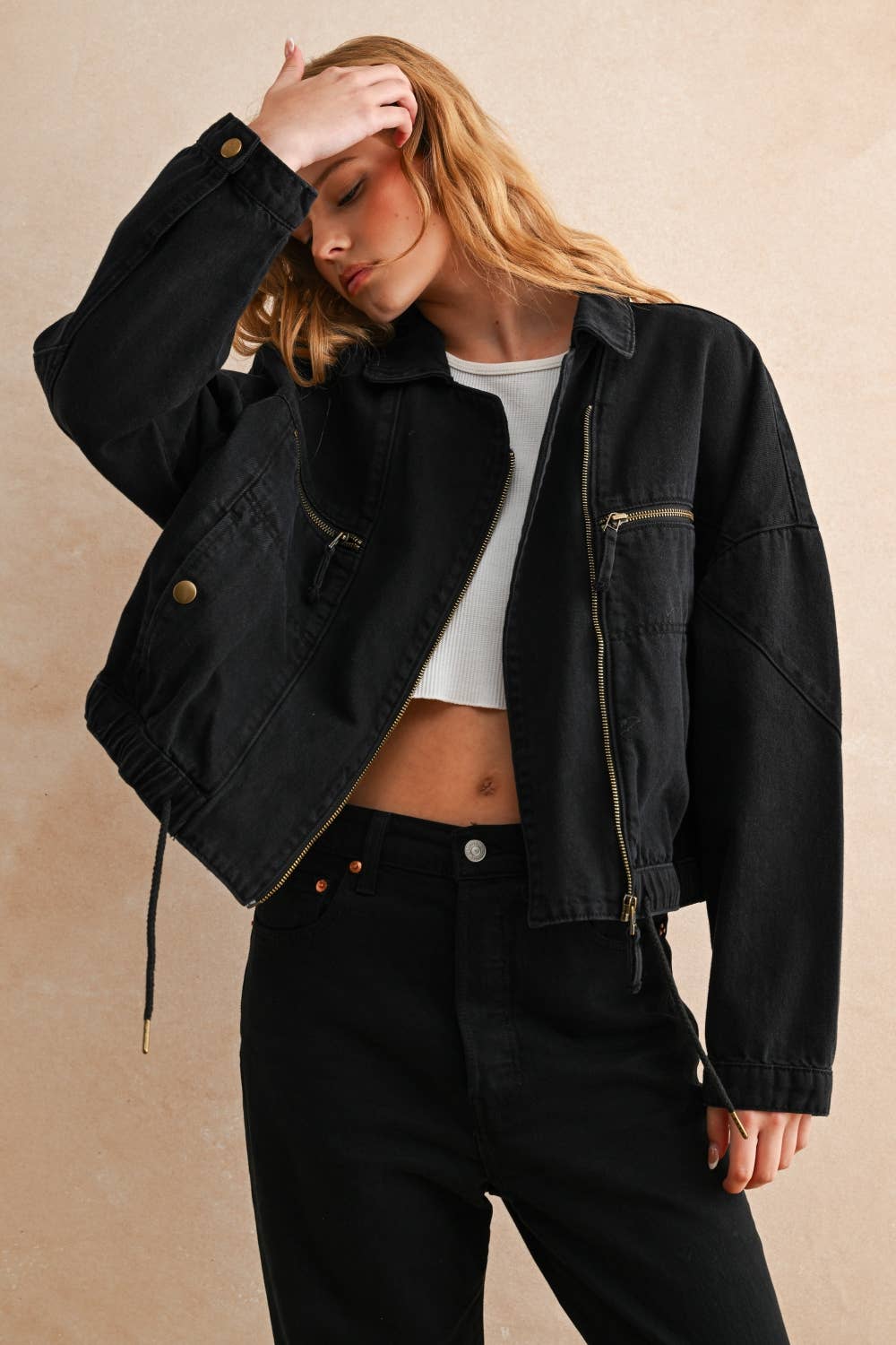Urban Train Cotton Moto Jacket in Black