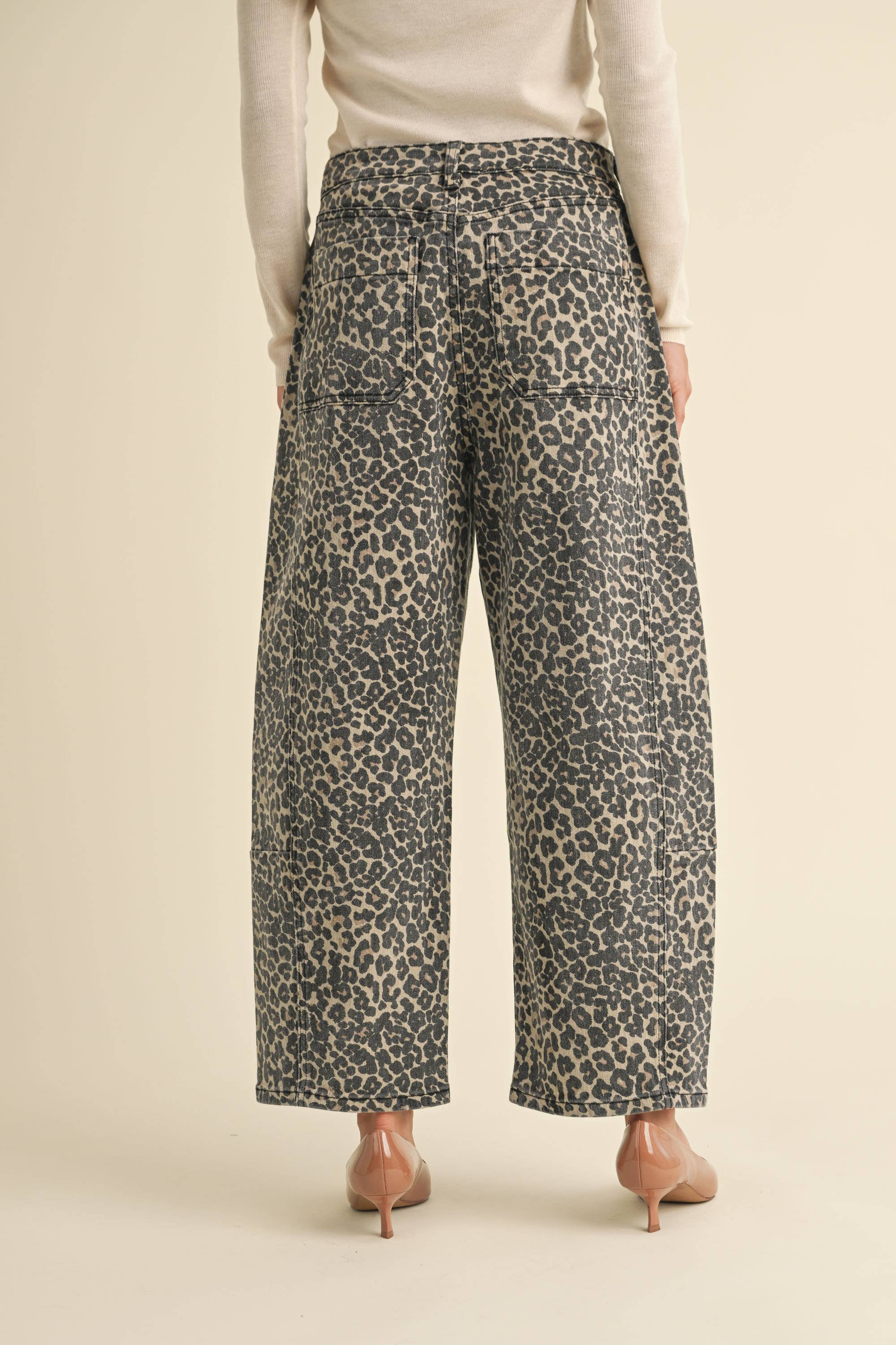 Wild Rhythm Leopard Barrel Pants
