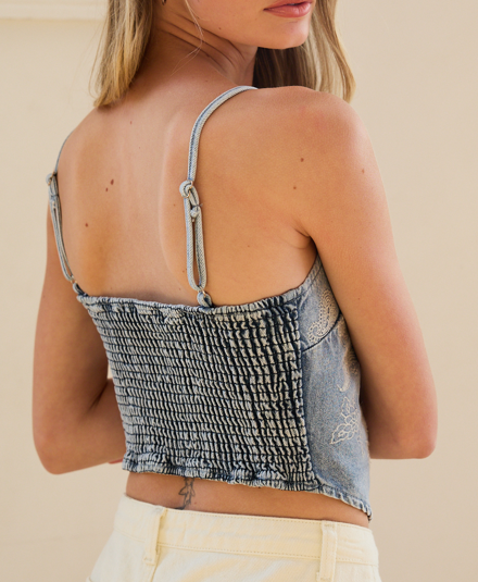 Paisley Denim Bandana Top