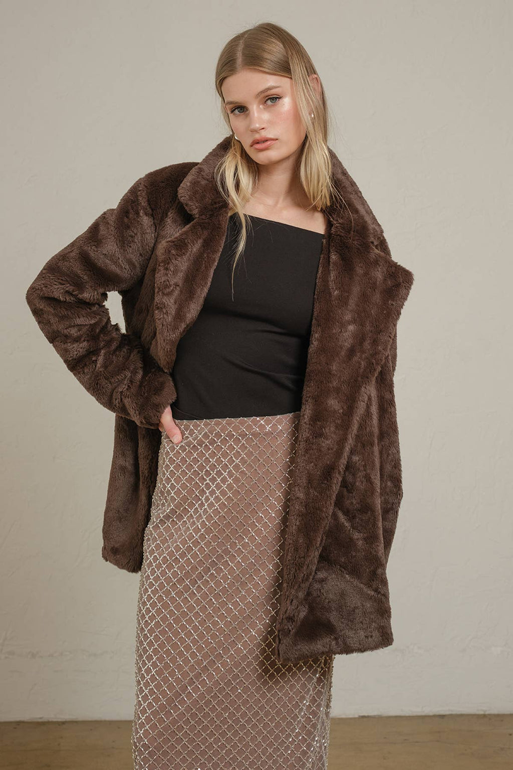 Chocolate Mocha Faux Fur Jacket
