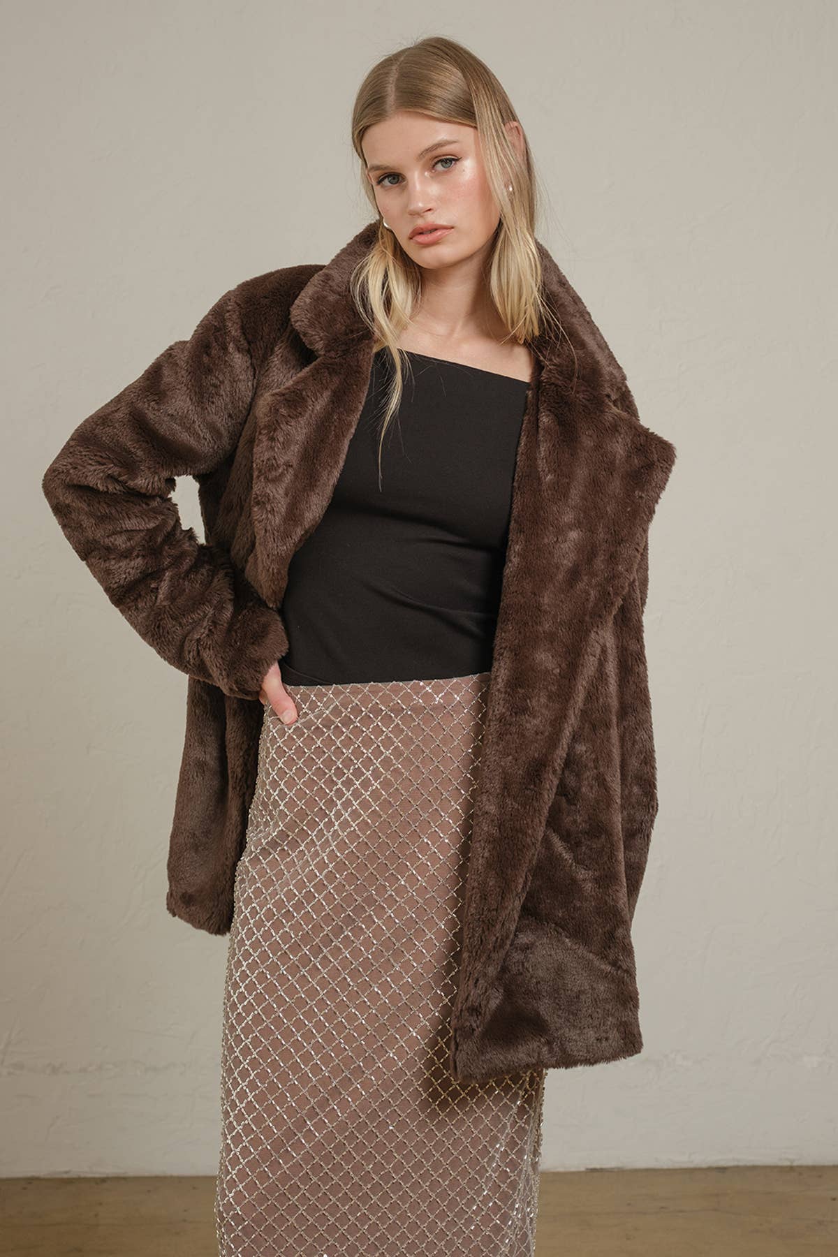 Chocolate Mocha Faux Fur Jacket