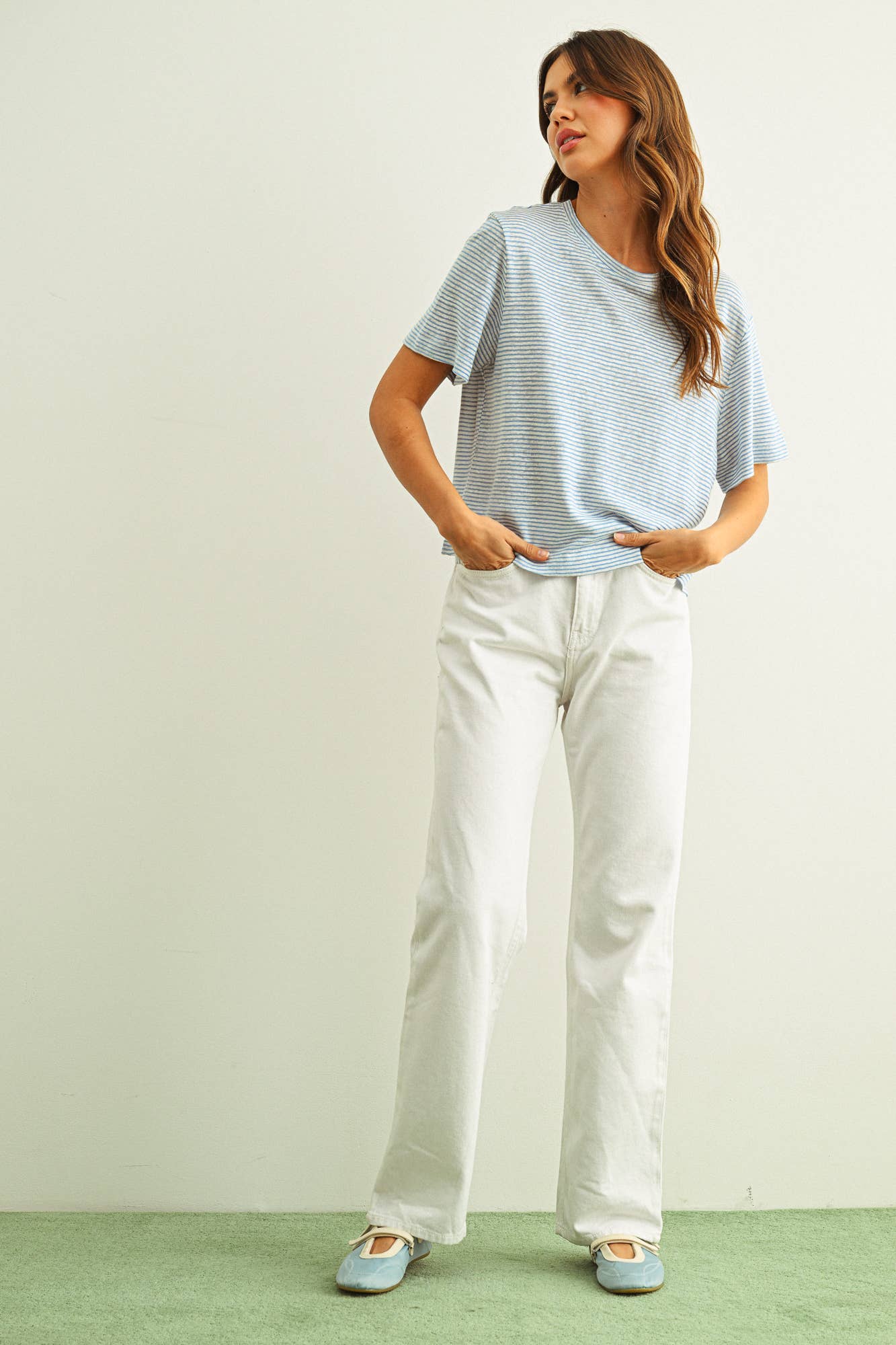 Sailor Stripe Slub Knit Top in Blue