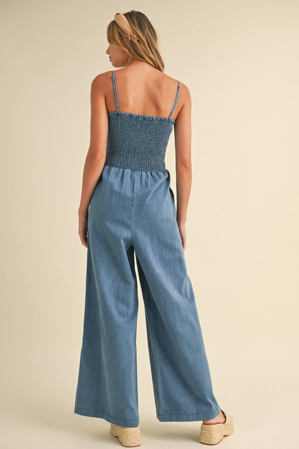 Paloma Smocked Denim Jumpsuit