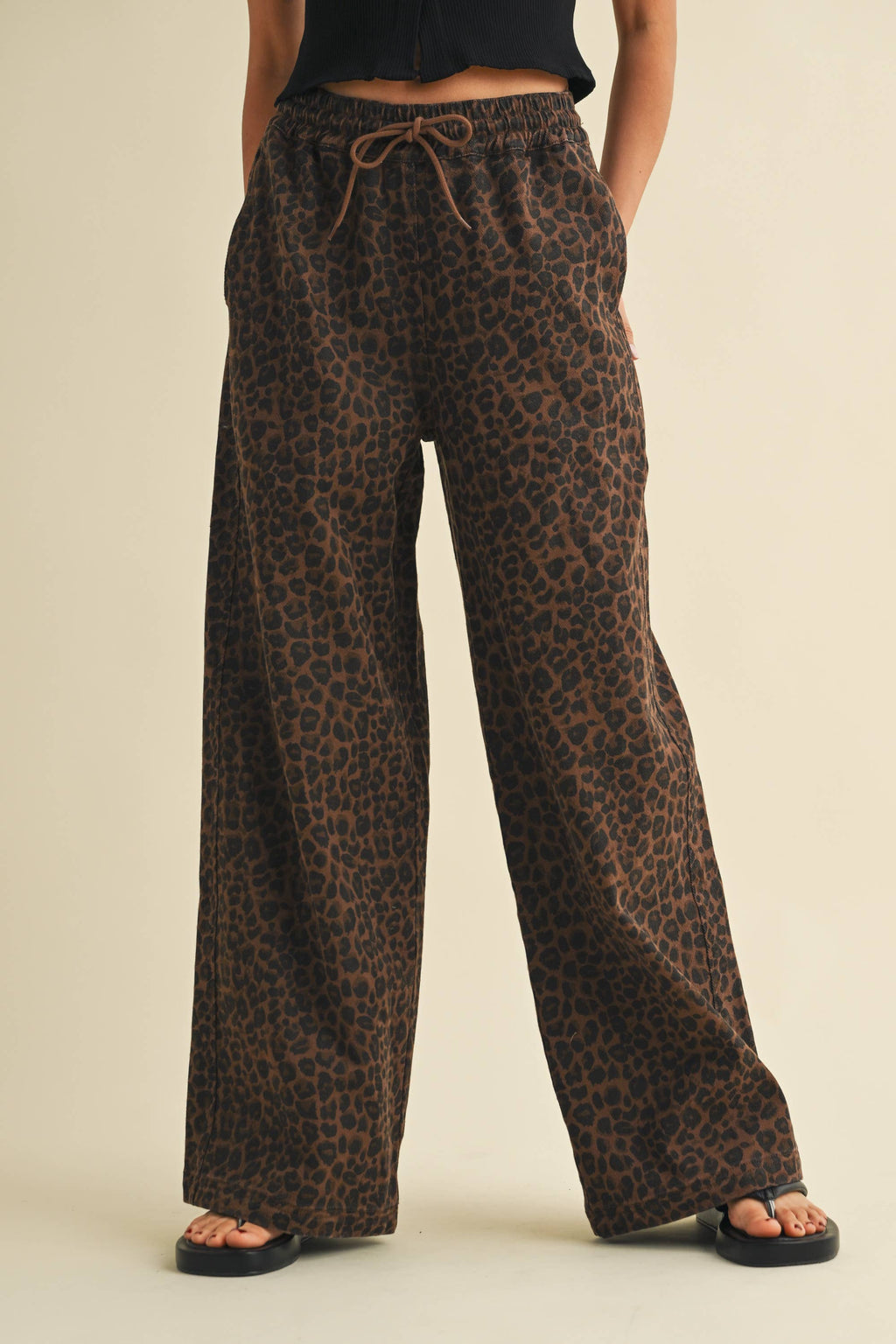 PRE-ORDER Blaise Leopard Denim Track Pants
