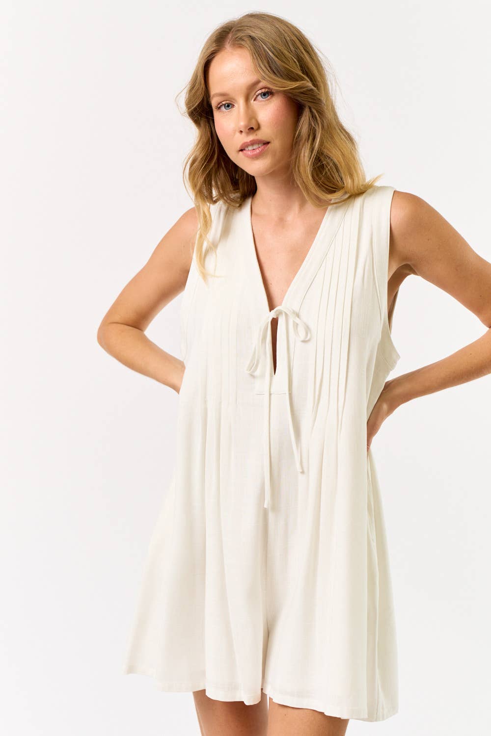 Addie White Denim Romper