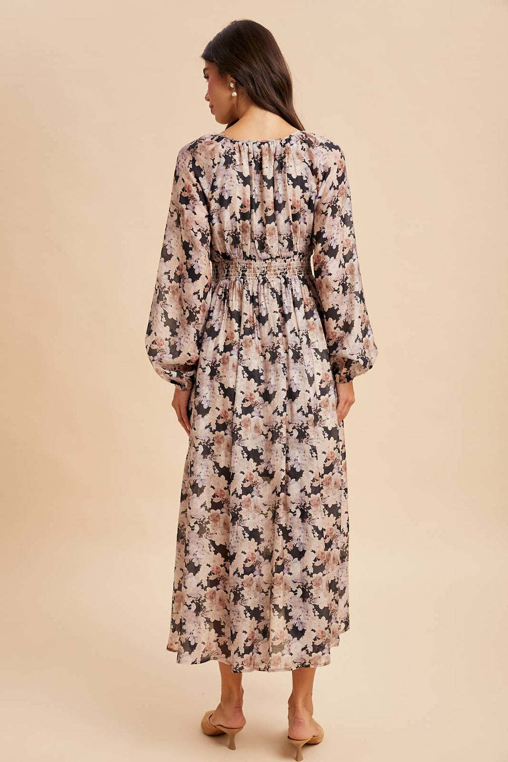 Midnight Floral Smocked Maxi Dress