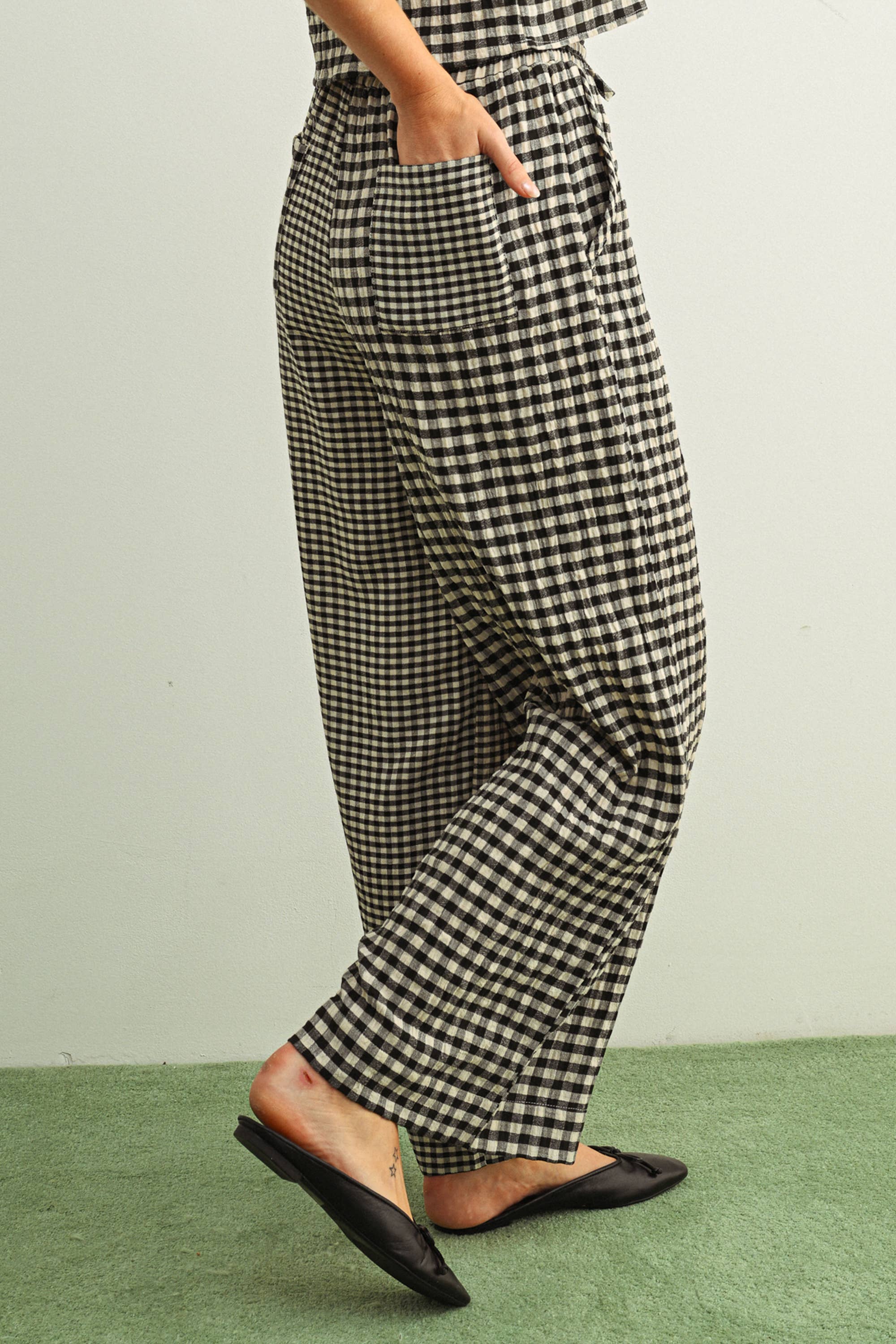 Cooper Gingham Pants in Black