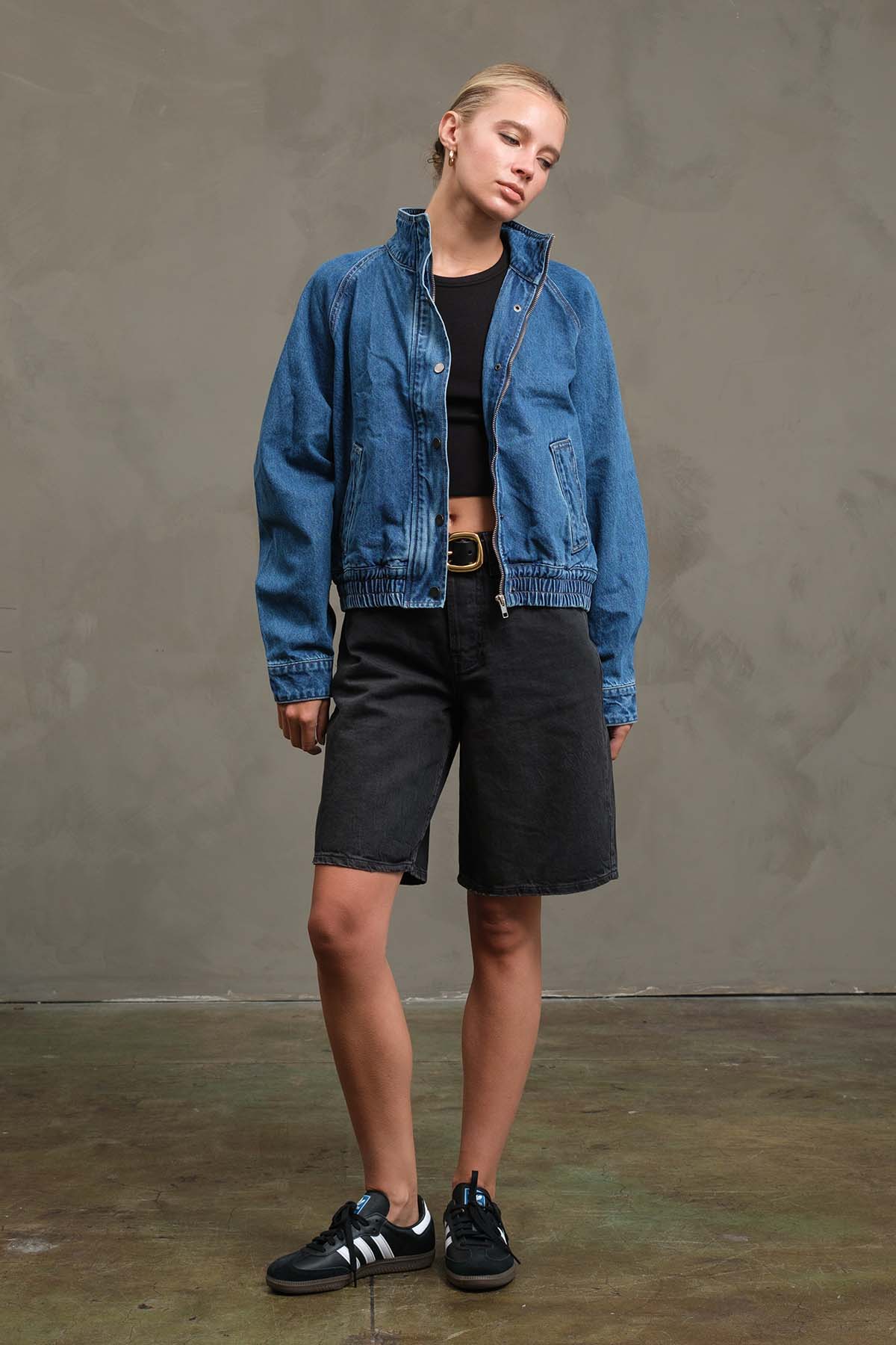 Sloane Washed Denim Bomber Jacket