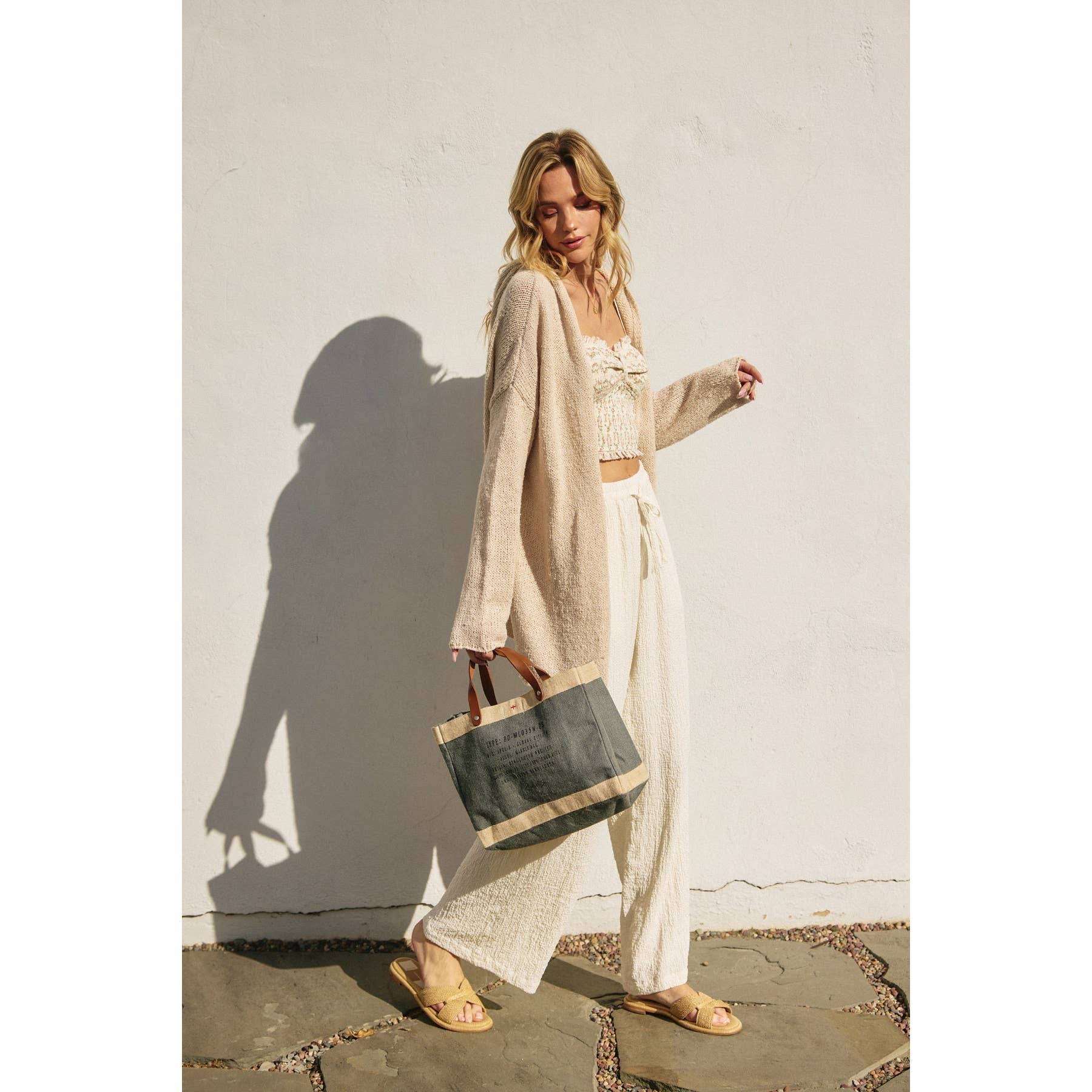 Stay Calm Hoodie Cardigan in Birch