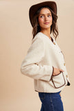 Cora Contrast Stitch Sherpa Cardigan