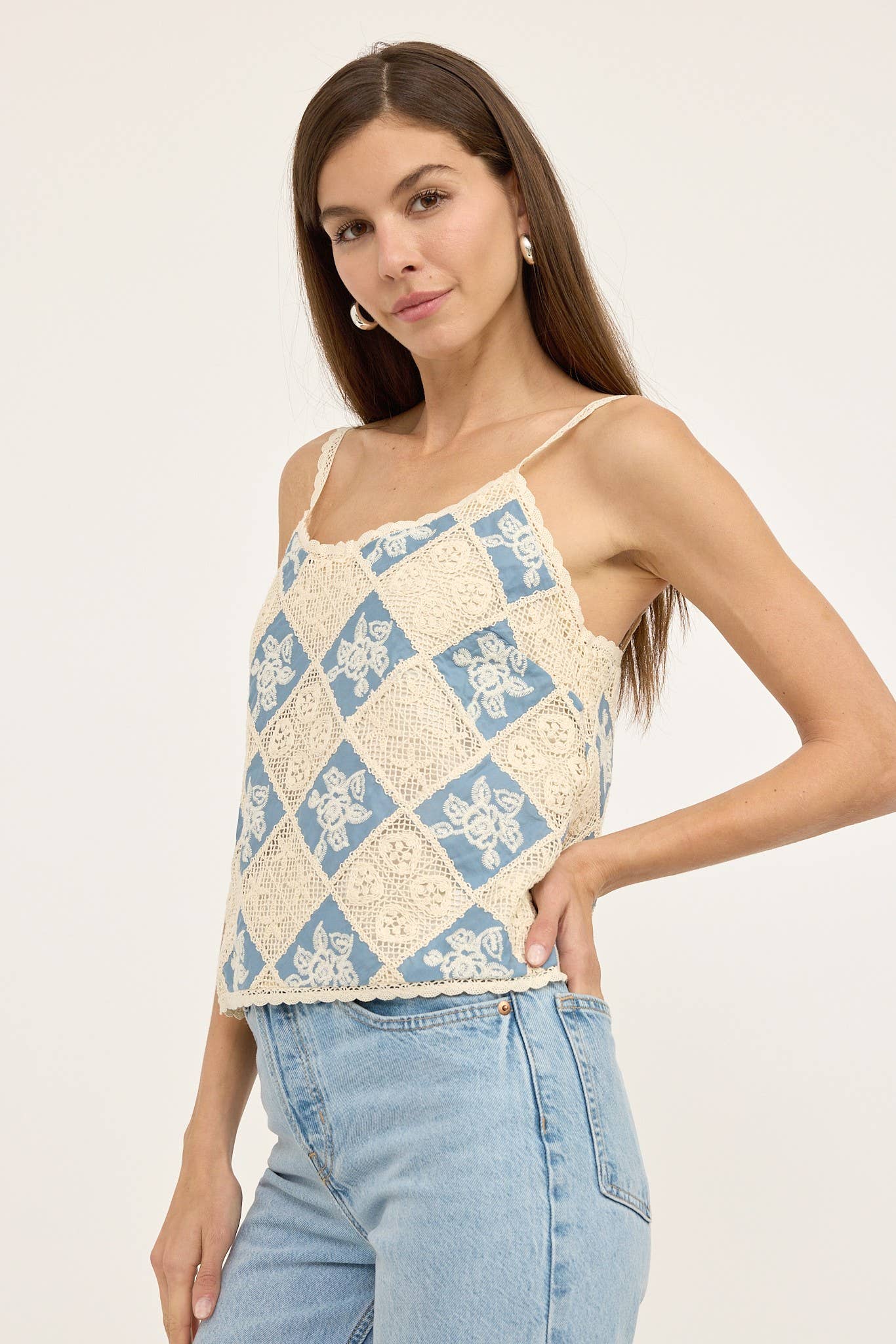 Lennon Crochet Chambray Top