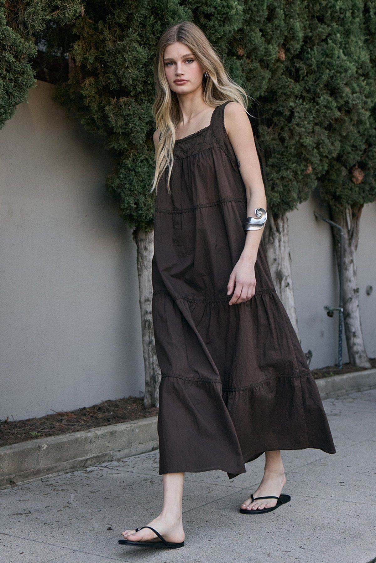Florence Tiered Lace Trim Maxi Dress