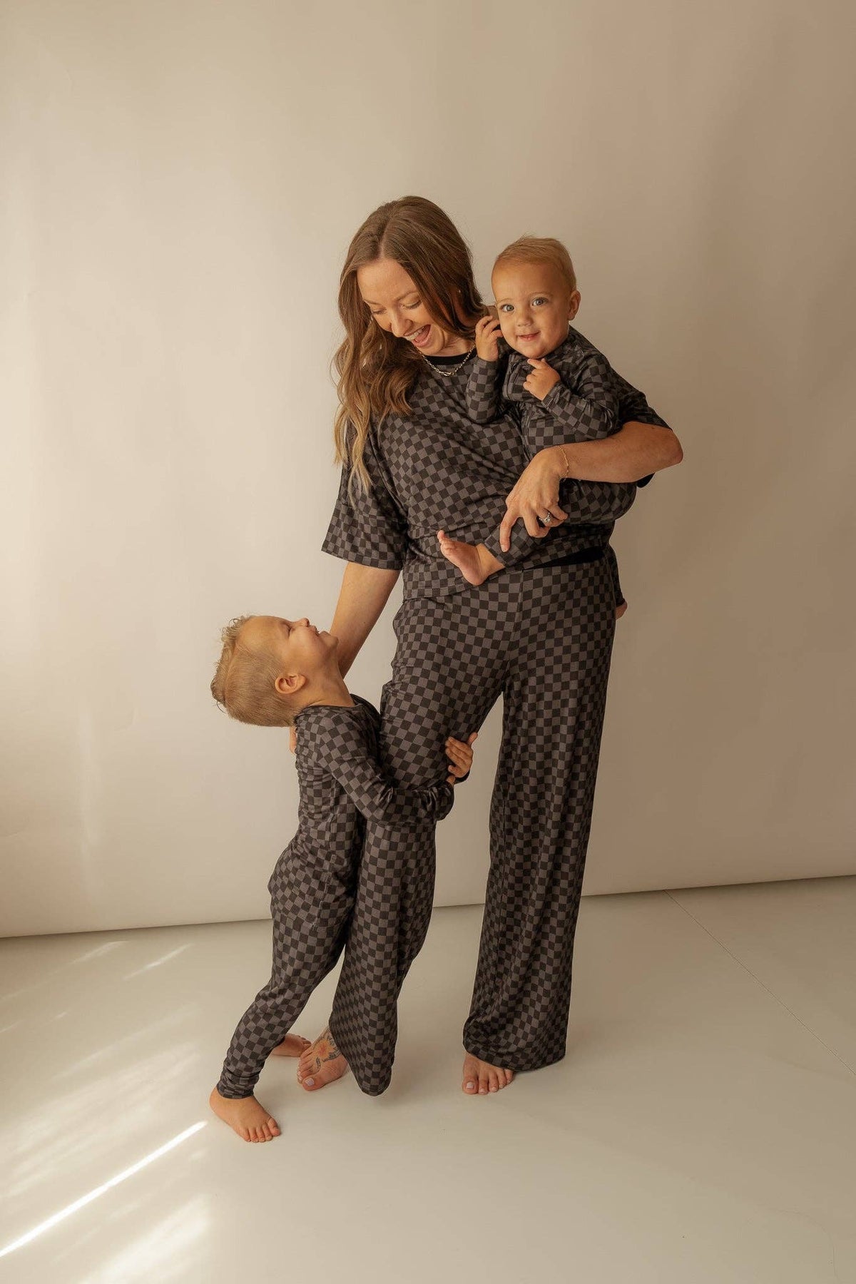 Checkered Bamboo Zip Romper