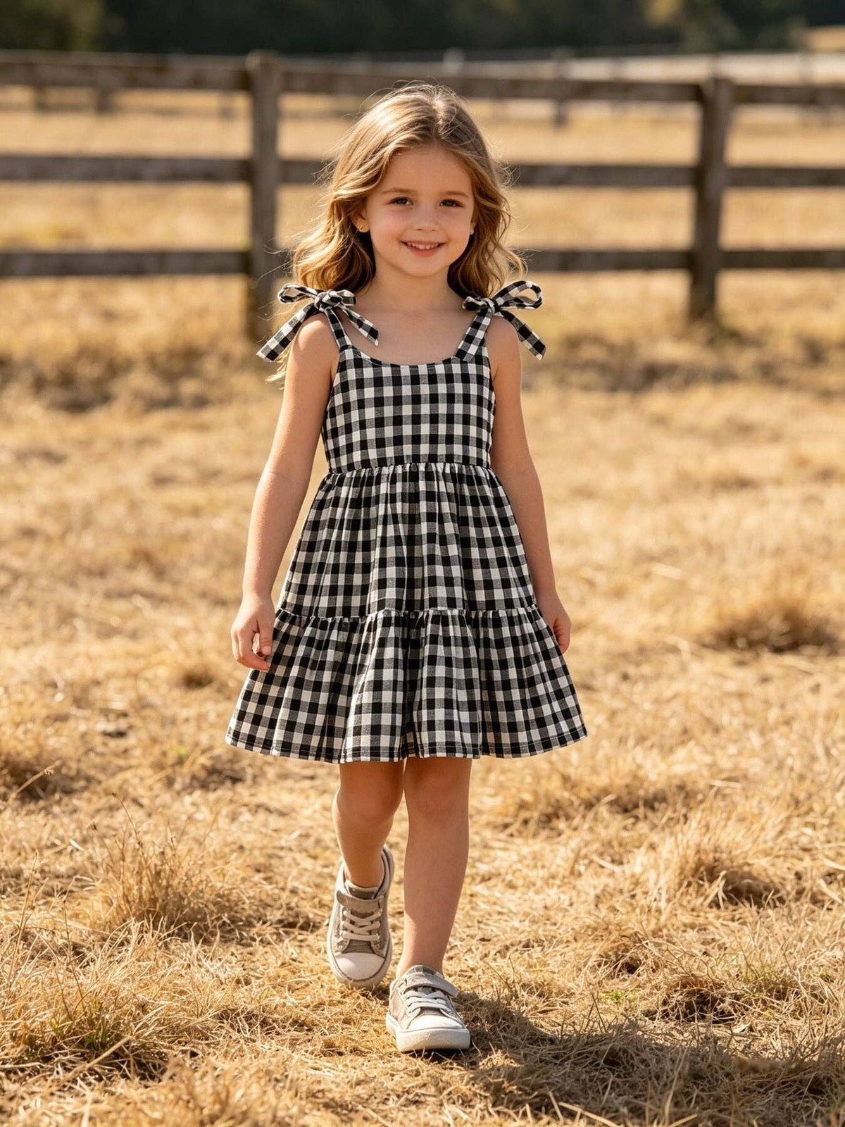 Plaid Girl Smocked Ruffle Dress