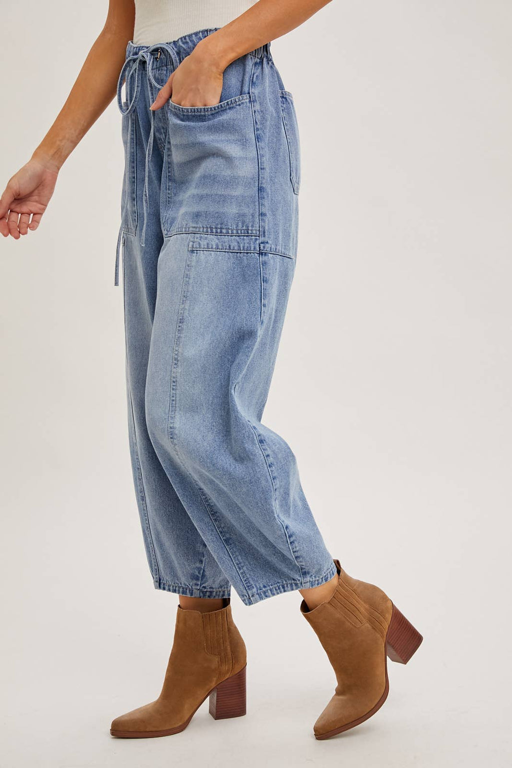 Jayde Drawstring Barrel Jeans