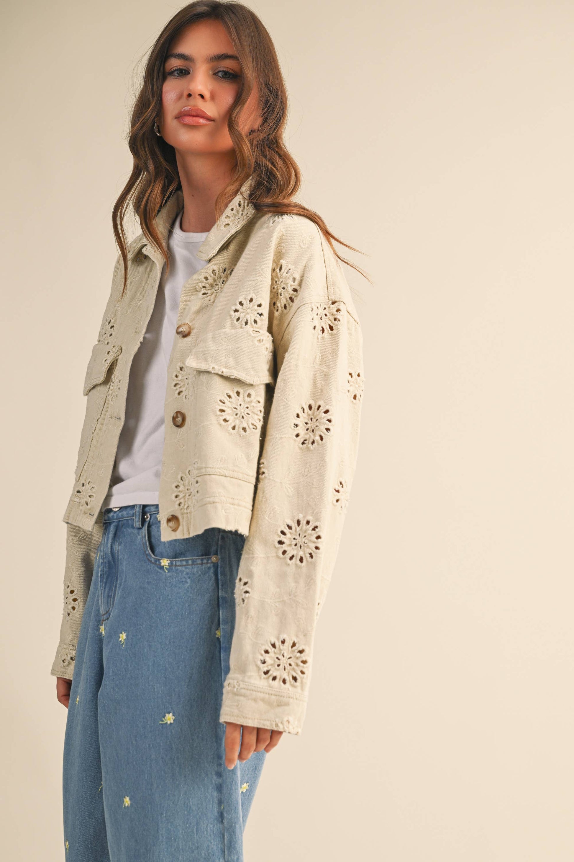 Eyelet Edge Cropped Jacket