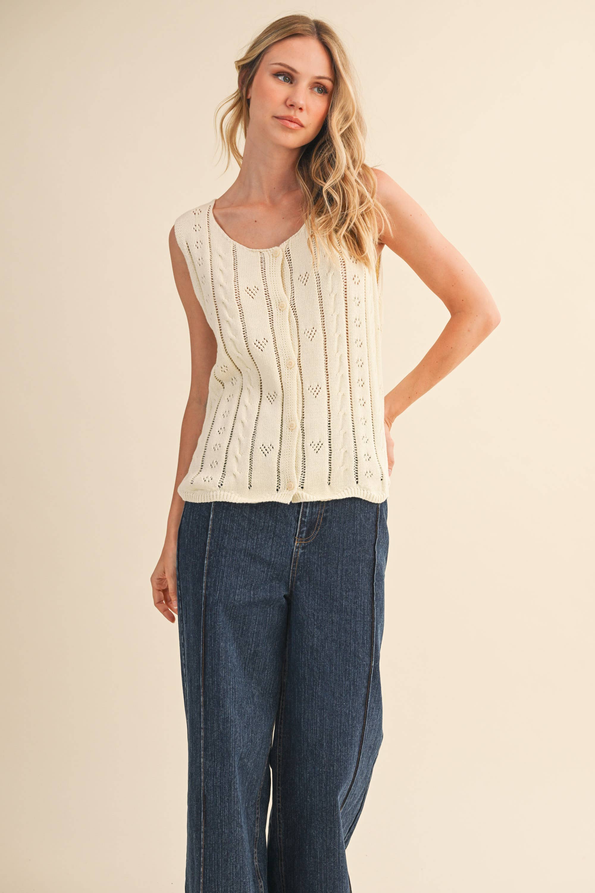 Elodie Heart Knit Sweater Vest