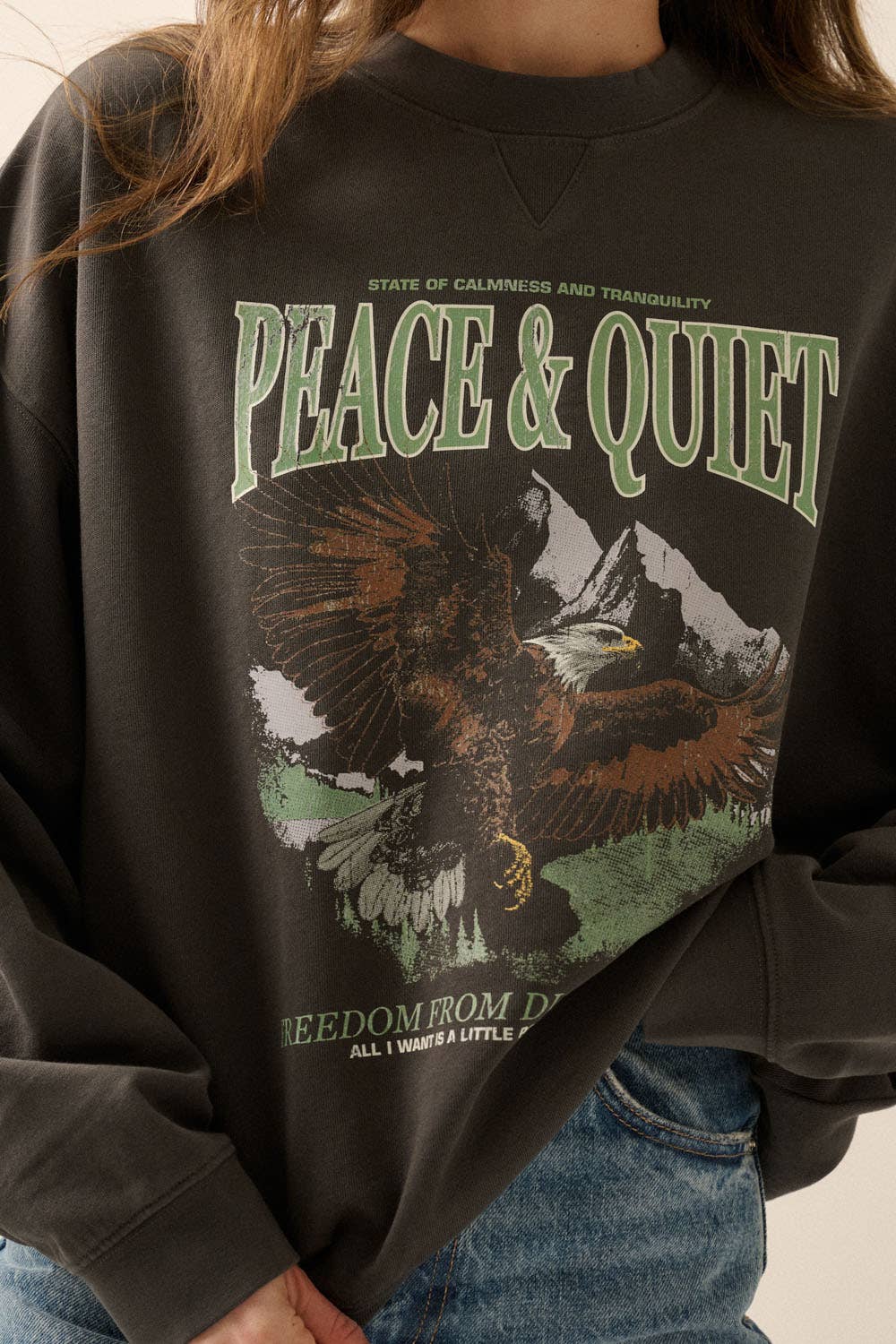 Peace and Quiet Oversized Graphic Sweatshirt