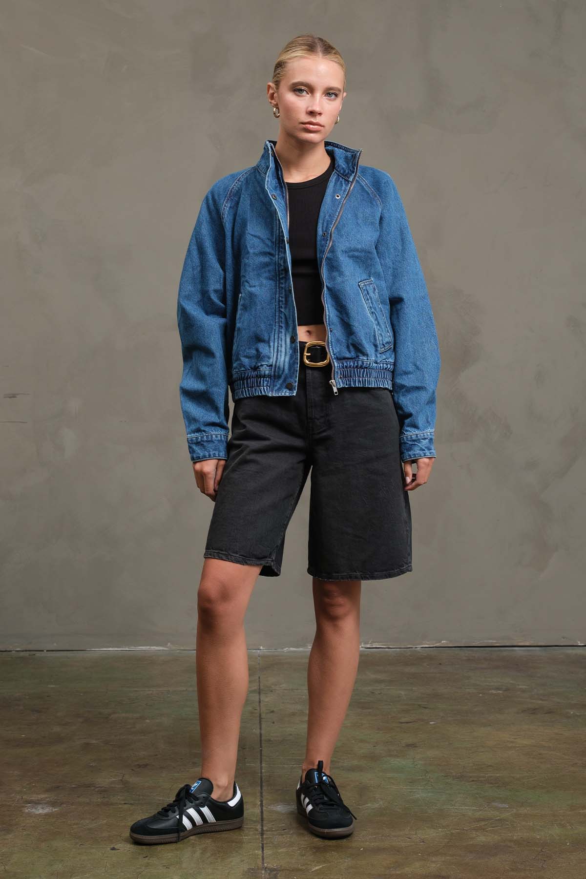 Sloane Washed Denim Bomber Jacket