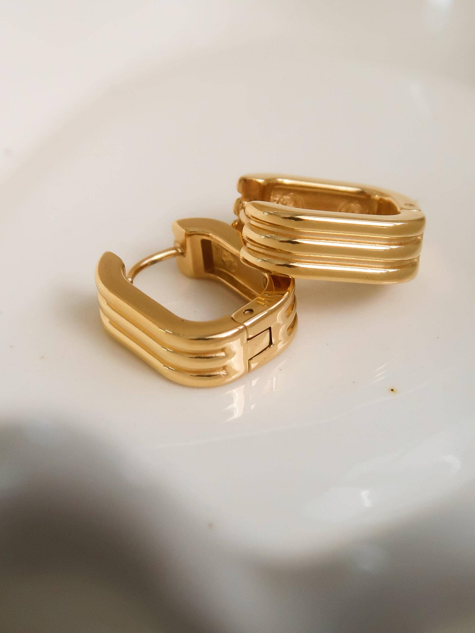 Noa Gold Stripe Hoop Earrings